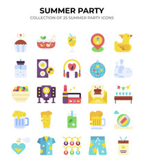 Fototapeta premium Summer Party Icons. 25 Flat Design Elements for a Vibrant Celebration