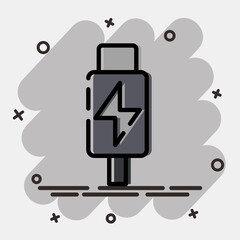 Icon thunderbolt. Computer components elements. Icon in comic style.