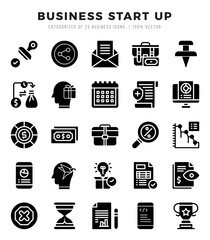 Vector Business Start Up types icon set in Glyph style. vector illustration.