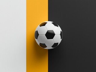 Soccer Ball on Unique Tri-Color Background with Bright Contrast