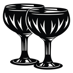 Two Elegant Cut Glass Wine Glasses Filled to the Brim A Toast to Celebration and Festivity