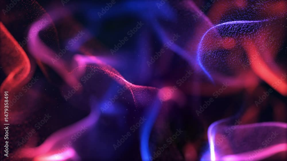 Wall mural ethereal color smoke vj loop - abstract red blue particle waves animation 4k