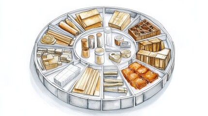 Circular logistics diagram with building materials expressing eco efficiency and reuse : Circular economy in construction industries
