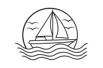 Sailboat twilight outline for print use