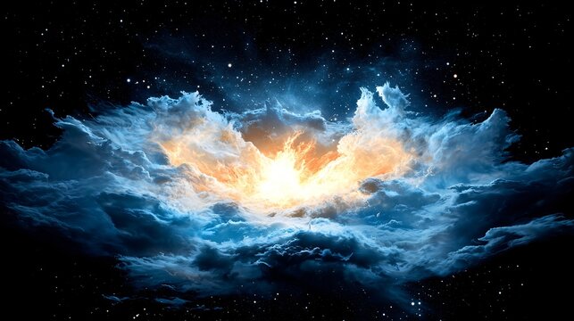 giant star with exploding corona emitting colorful radiation bursts, space storm details, high contrast lighting, energy arcs, ambient glow effects