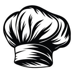 A Classic Vintage Style Chefs Hat Illustration Black and White Design Graphic