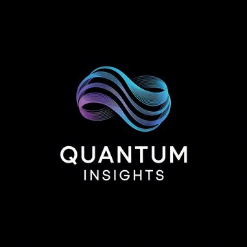 Abstract wavy gradient symbol logo for Quantum Insights on a black background