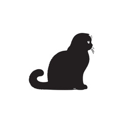 Charming Scottish Fold Cat Silhouette Vector Illustration – Adorable Feline with Distinctive Folded Ears, Perfect for Pet Logos, Wall Art, T-shirt Designs, and Animal-Themed Creative Projects
