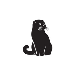 Charming Scottish Fold Cat Silhouette Vector Illustration – Adorable Feline with Distinctive Folded Ears, Perfect for Pet Logos, Wall Art, T-shirt Designs, and Animal-Themed Creative Projects
