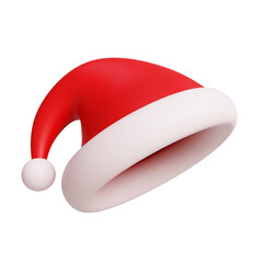 Santa claus hat for christmas decoration 3d rendered illustration, isolated on transparent background
