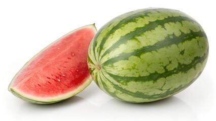 Whole Crimson Sweet Watermelon on White Background &ndash; Studio Quality
