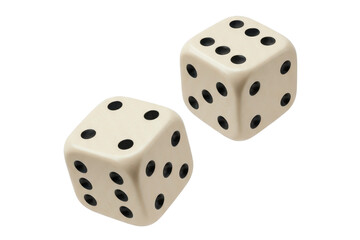 White dices with black dots, isolated background