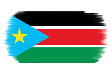 flag of south sudan on transparent background. flag of south sudan flag icon with brush texture paint hand-drawn style. National flag of south sudan sticker, PNG