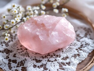 Close up of a Rose quartz stone 
