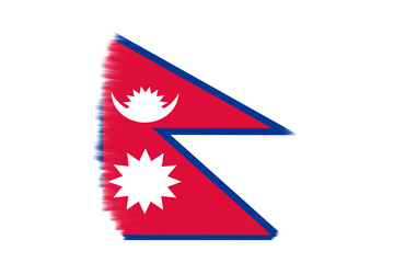 Nepal flag on transparent background. Nepal flag icon with brush texture paint hand-drawn style. National flag of nepal sticker, PNG