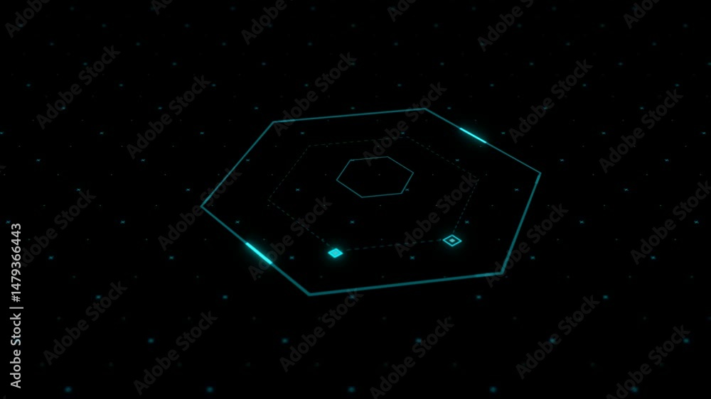 Aufkleber futuristic hexagonal grid with luminescent points on dark background image
