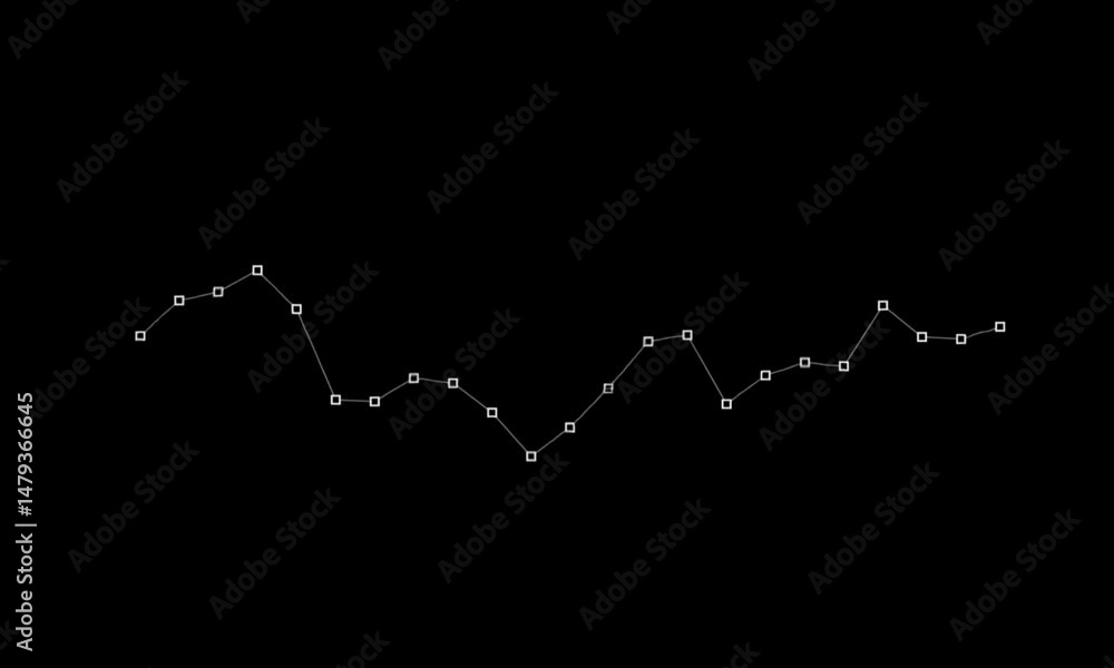 Poster black background with geometric white line and dots creating abstract pattern art
