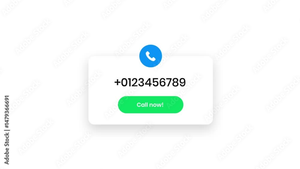 Poster modern contact interface with call button and phone number displayed