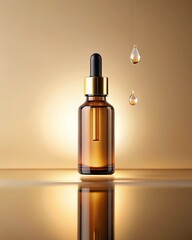 Elegant Amber Glass Dropper Bottle Minimalist Product Photography