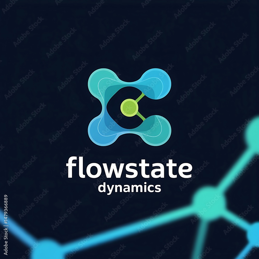 Poster dynamic flow state logo design illustrating modern technology and data connection