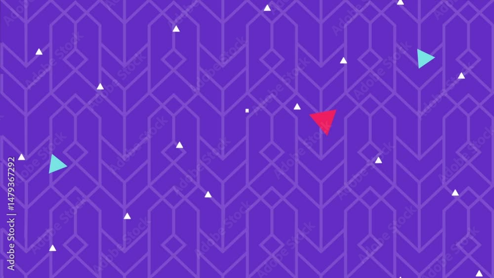 Poster abstract geometric pattern with interactive elements on vibrant purple background