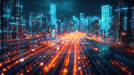 Fototapeta premium A digital city hologram displaying real-time traffic analytics