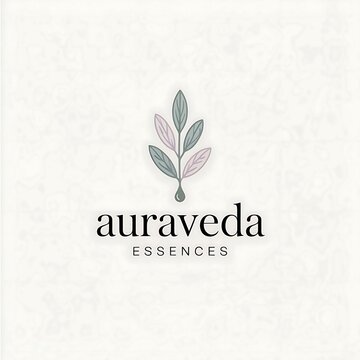 Minimalist elegant logo design featuring stylized plant leaves and a drop