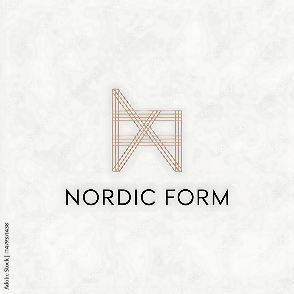 Poster minimalist geometric line art forms a chair shape representing nordic design aesthetic branding elem