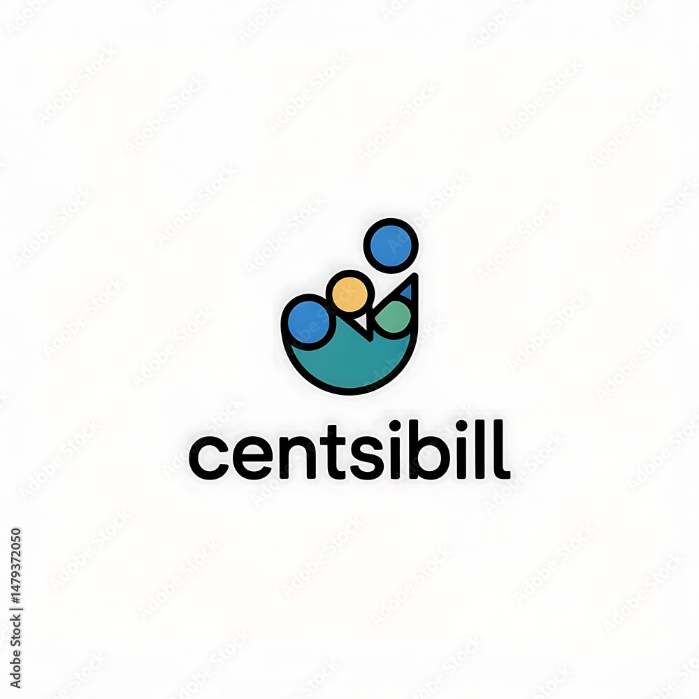 Poster modern abstract logo design featuring geometric shapes and human elements representing data or finan