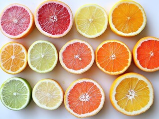 Citrus Spectrum Vibrant Slices of Grapefruit with Lemon, and Lime  Orange.