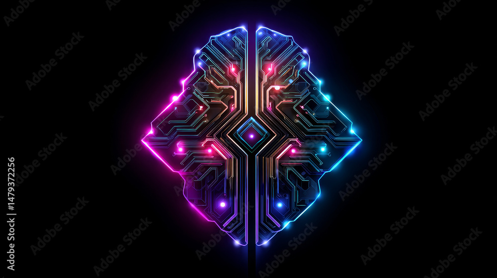Aufkleber ai logo or icon. abstract technology conceptual background with ai neon letters. ai text consist at 