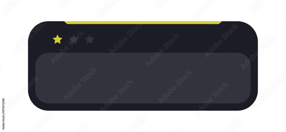 Poster dark ui rating panel with three yellow stars. minimal interface review bar with star icons. modern f