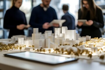 Architects reviewing city model