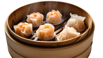 Steaming Dim Sum Basket Isolated on White