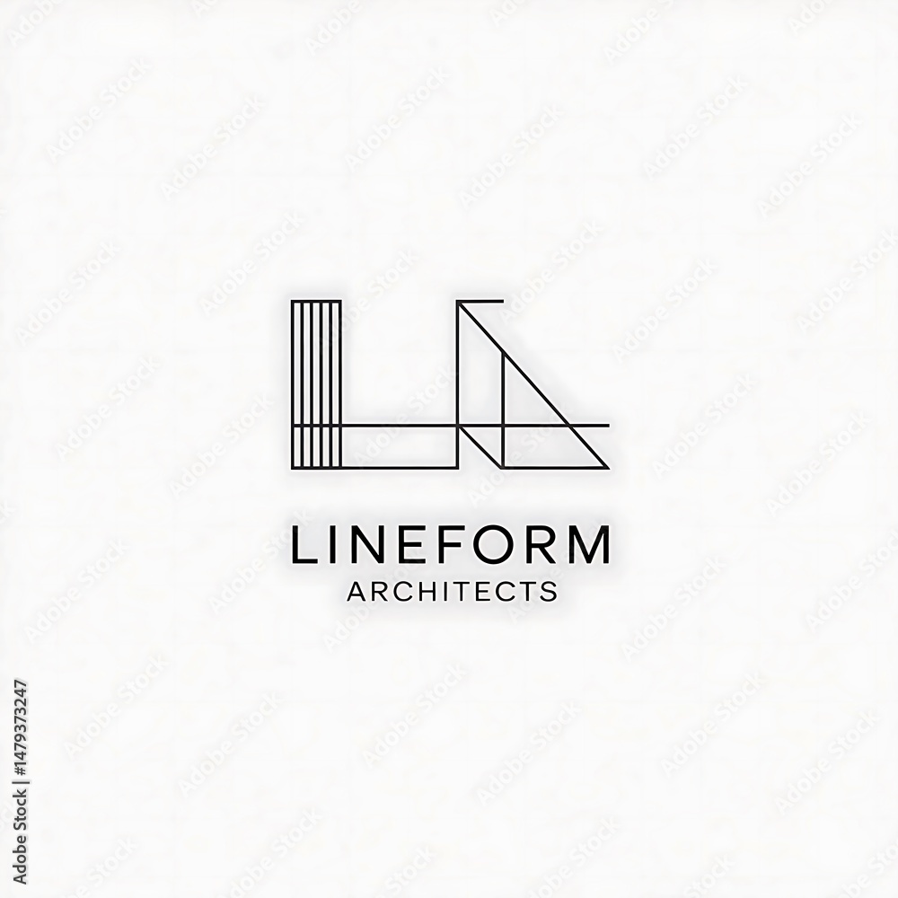 Poster modern minimalist line art logo design for architects representing structure and form