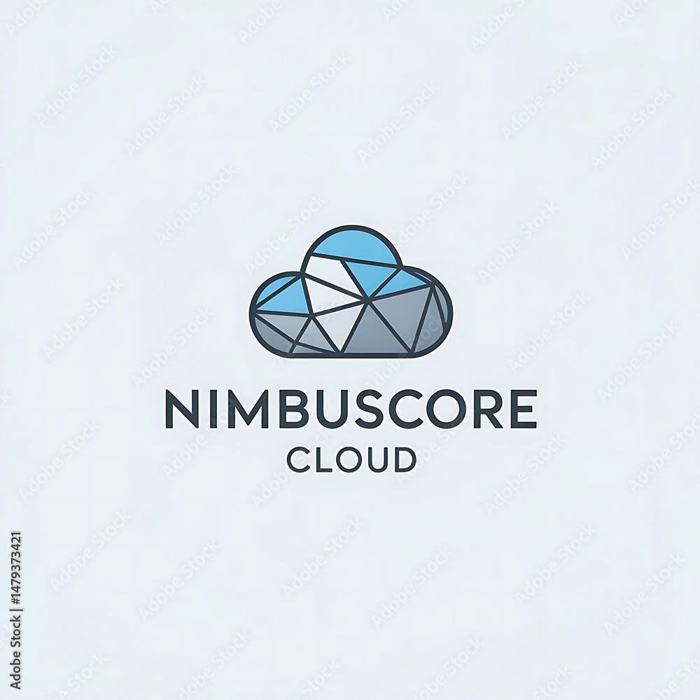 Poster modern polygonal cloud computing logo icon representing digital data storage and network services