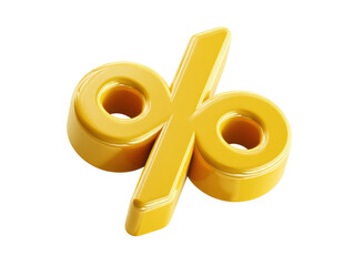 Yellow percentage symbol for marketing and finance concepts, cut out - stock png.
