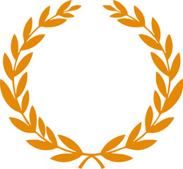 Gold Laurel Wreath PNG &ndash; Elegant Award Symbol with Transparent Background, Decorative Victory and Achievement Icon