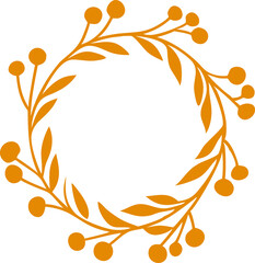 Gold Laurel Wreath PNG – Elegant Award Symbol with Transparent Background, Decorative Victory and Achievement Icon