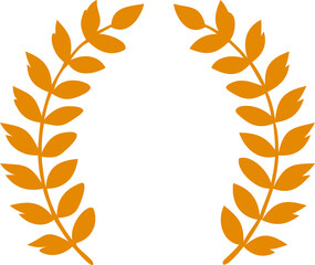 Gold Laurel Wreath PNG – Elegant Award Symbol with Transparent Background, Decorative Victory and Achievement Icon