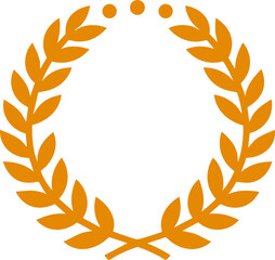Gold Laurel Wreath PNG &ndash; Elegant Award Symbol with Transparent Background, Decorative Victory and Achievement Icon