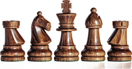 Dark Wooden Chess Pieces Arrangement