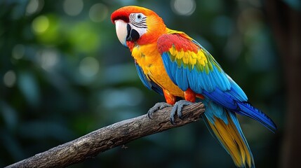 Vibrant parrot perched on branch
