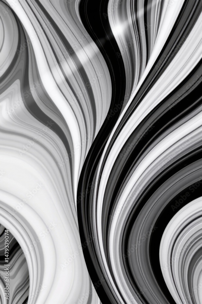Poster an abstract monochrome pattern features curved lines creating an organic flowing shape with subtle s