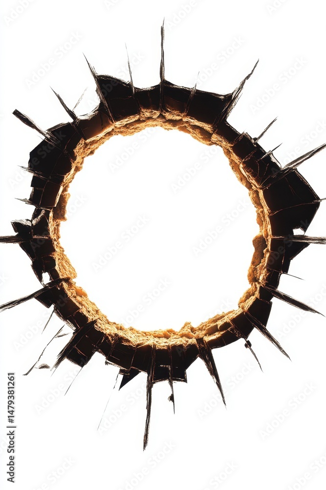 Poster abstract hole on white background with sharp edges unique perspective conceptual art