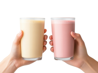 Refreshing drinks in hand for a summer celebration party, cut out - stock png.