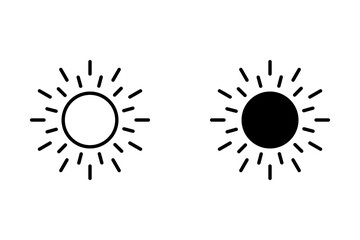 Sun icon set. Summer sun icon, on white background