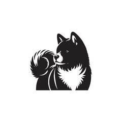 Obraz premium Majestic Akita Dog Silhouette Vector Illustration – Bold Outline of Loyal Japanese Breed – Perfect for Pet Art, T-shirt Designs, Decals, Posters, and Craft Projects 
