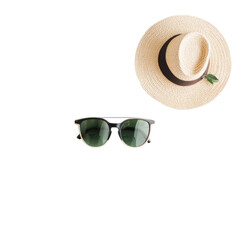 Summer essentials Straw hat and sunglasses