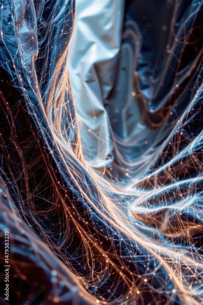 Poster abstract fiber optic network illuminated with intricate details creating a mesmerizing data flow pat